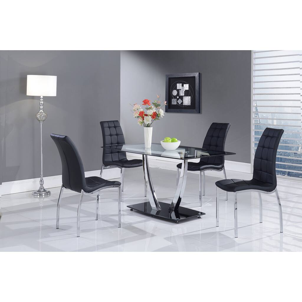 Black Trim Glass-top Rectangular Dining Table