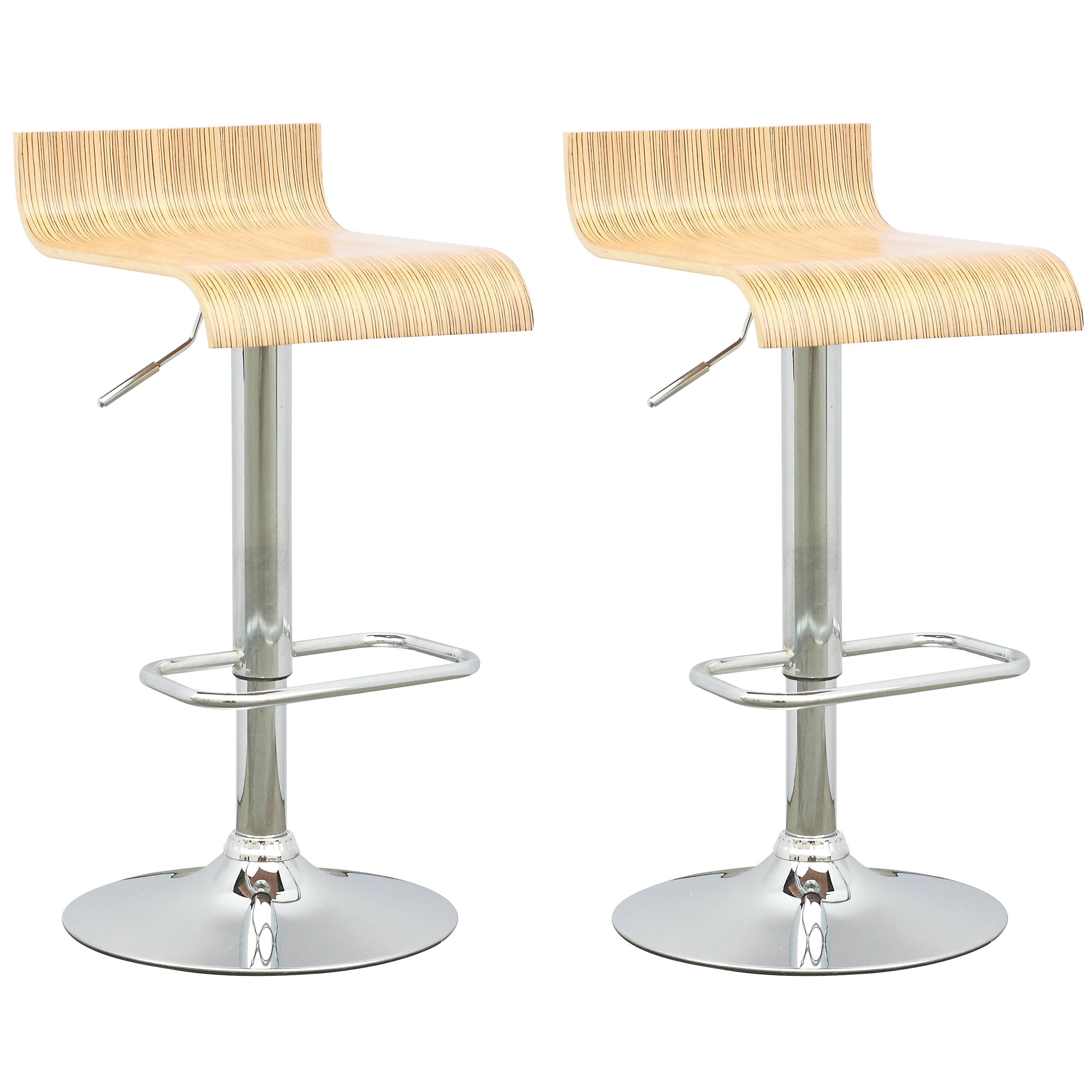 Corliving Dwn 490 b Curved Seat Light Bentwood Adjustable Barstool (set Of 2)