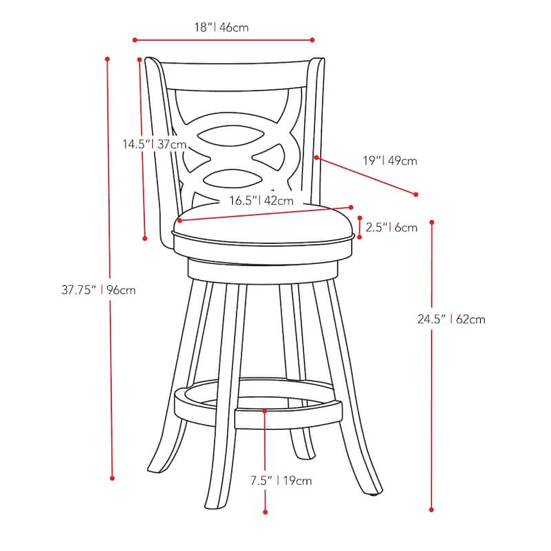 Set of 2 Solid Wood Base Swivel Counter-Height Barstool