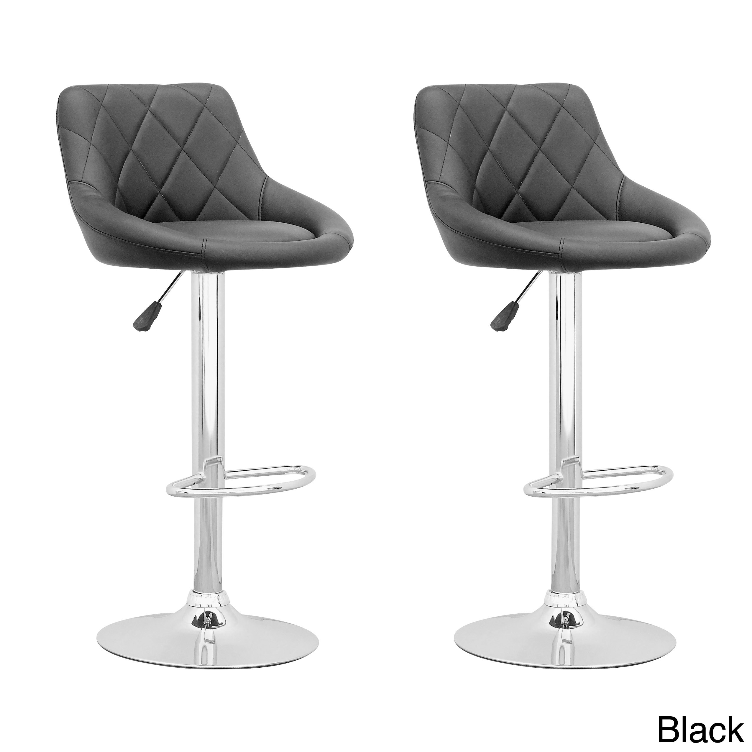 Corliving Adjustable Diamond Back Leatherette Barstool (set Of 2)