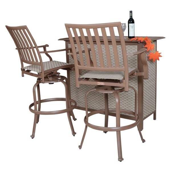 Panama Jack Island Breeze 3-piece Slatted Bar Table Set