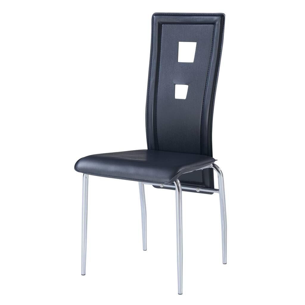 Black Leatherette Dining Chairs (Set of 4)