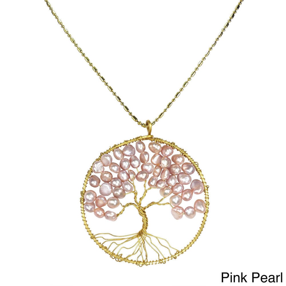 Tree of life leather necklace included free shipping in the USA natural stone pendant made in Minnesota