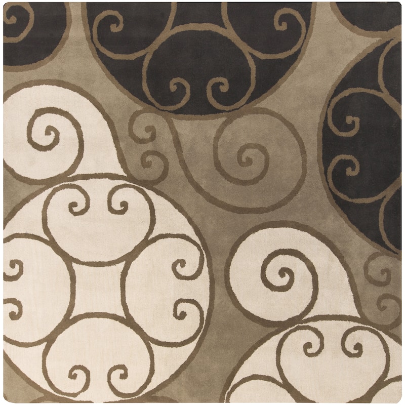 Porch & Den Farrar Hand-tufted Wool Abstract Area Rug - 9'9" Square - 9'9" Square - Brown