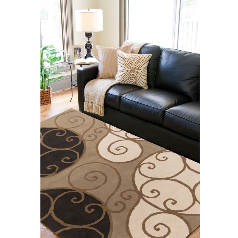 Porch & Den Farrar Hand-tufted Wool Abstract Area Rug - 9'9" Square