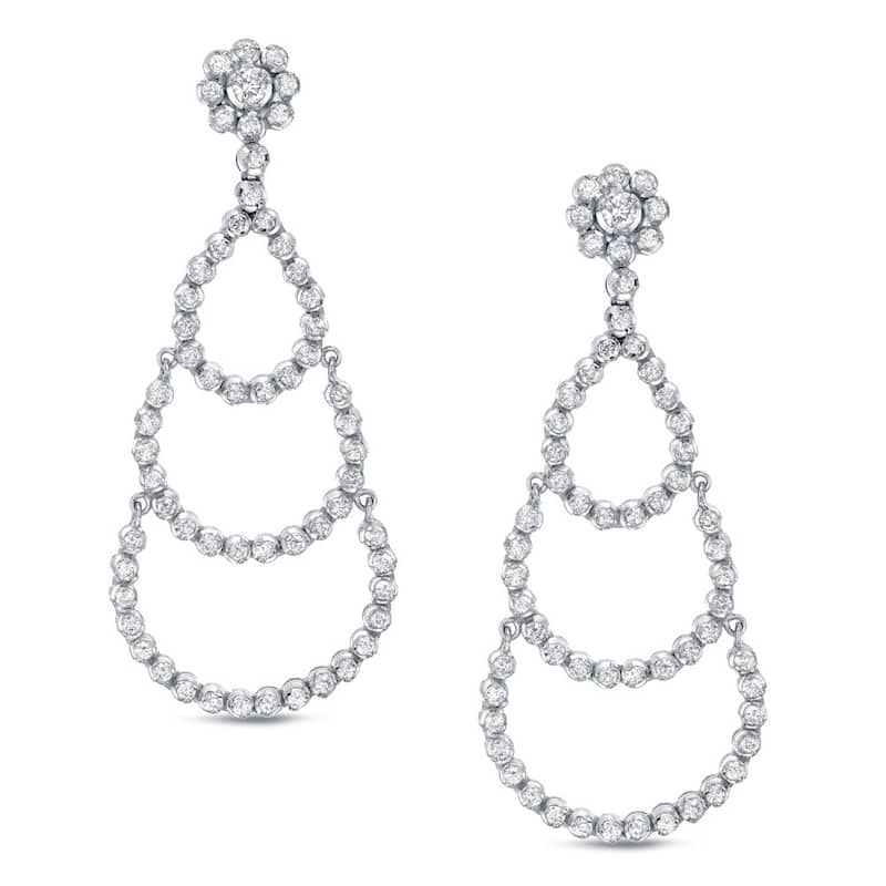 Auriya Unique 3ct TDW Diamond Chandelier Dangle Earrings 18k White Gold