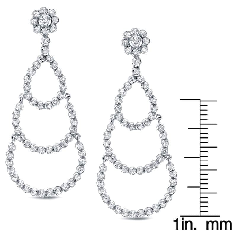 Auriya Unique 3ct TDW Diamond Chandelier Dangle Earrings 18k White Gold