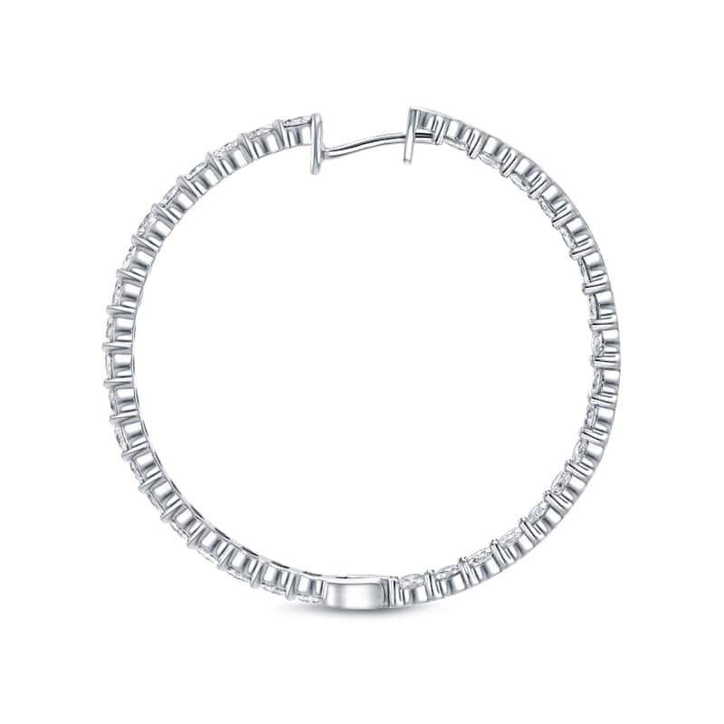 Auriya Large 14 1/2 carat TW Diamond Hoop Earrings 14k White Gold