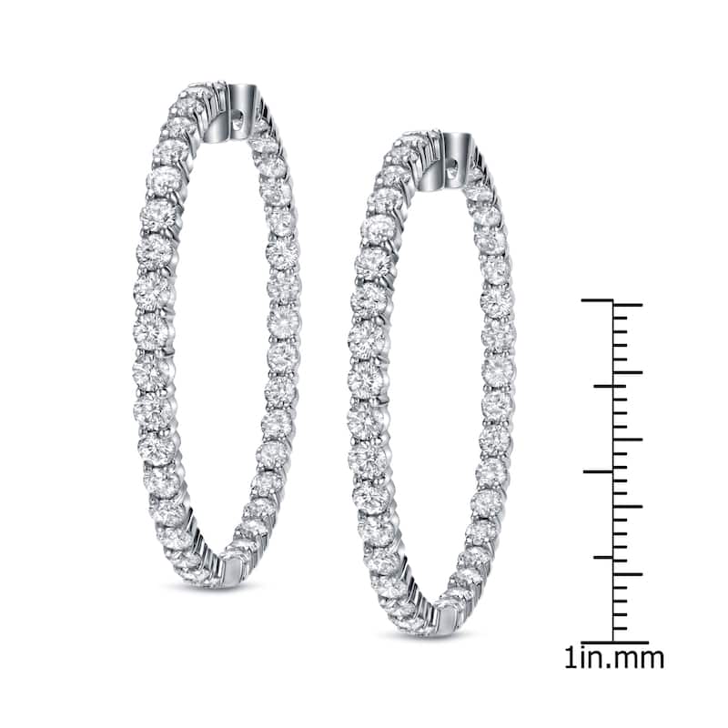 Auriya Large 14 1/2 carat TW Diamond Hoop Earrings 14k White Gold