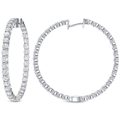Auriya Large 14 1/2 carat TW Diamond Hoop Earrings 14k White Gold