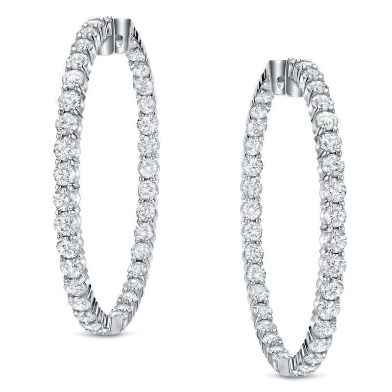Auriya Large 14 1/2 carat TW Diamond Hoop Earrings 14k White Gold