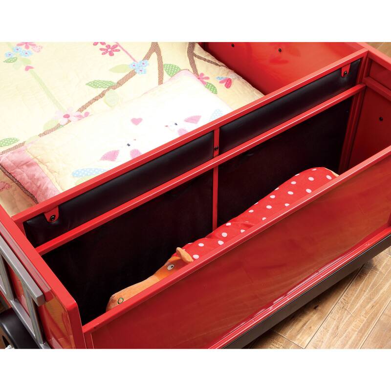 Toke Modern Red Twin Metal Fire Truck Strorage Youth Bed by Furniture of America