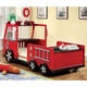 preview thumbnail 2 of 2, Toke Modern Red Twin Metal Fire Truck Strorage Youth Bed by Furniture of America