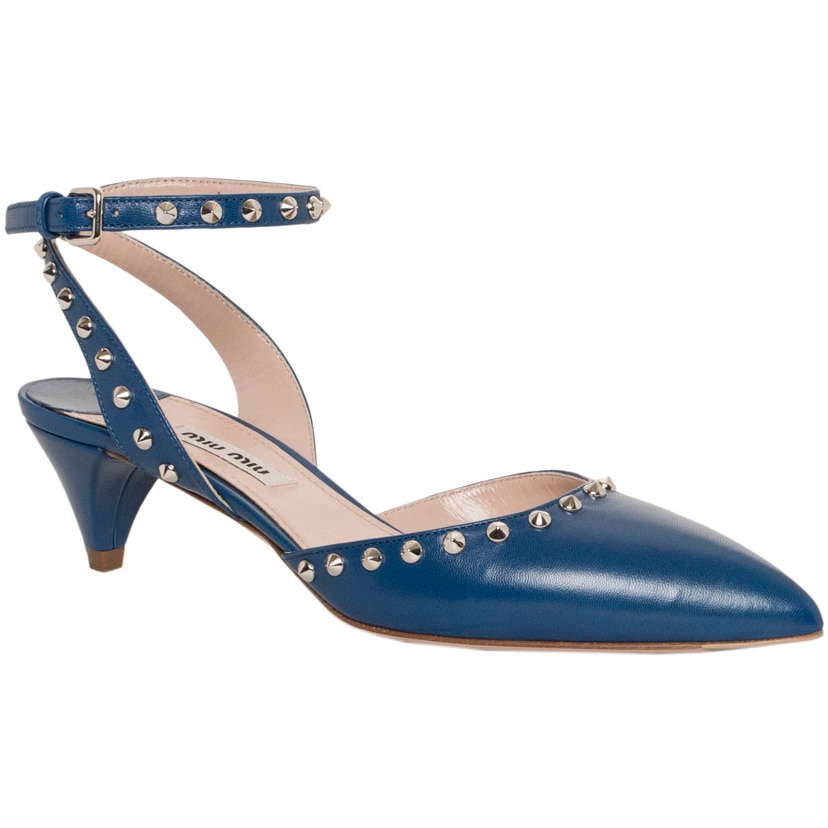 Miu Studded Pointed Ankle strap Pumps