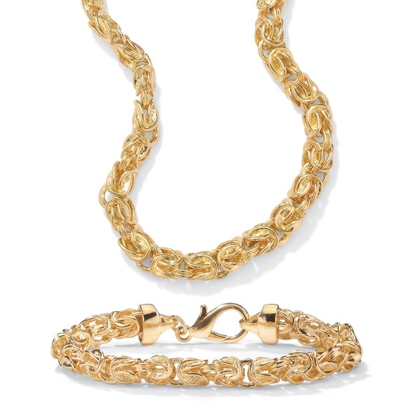 14k Gold Plated Byzantine Link Necklace And Bracelet Set 14k Gold Plated Byzantine Link Necklace And Bracelet Set Tailored