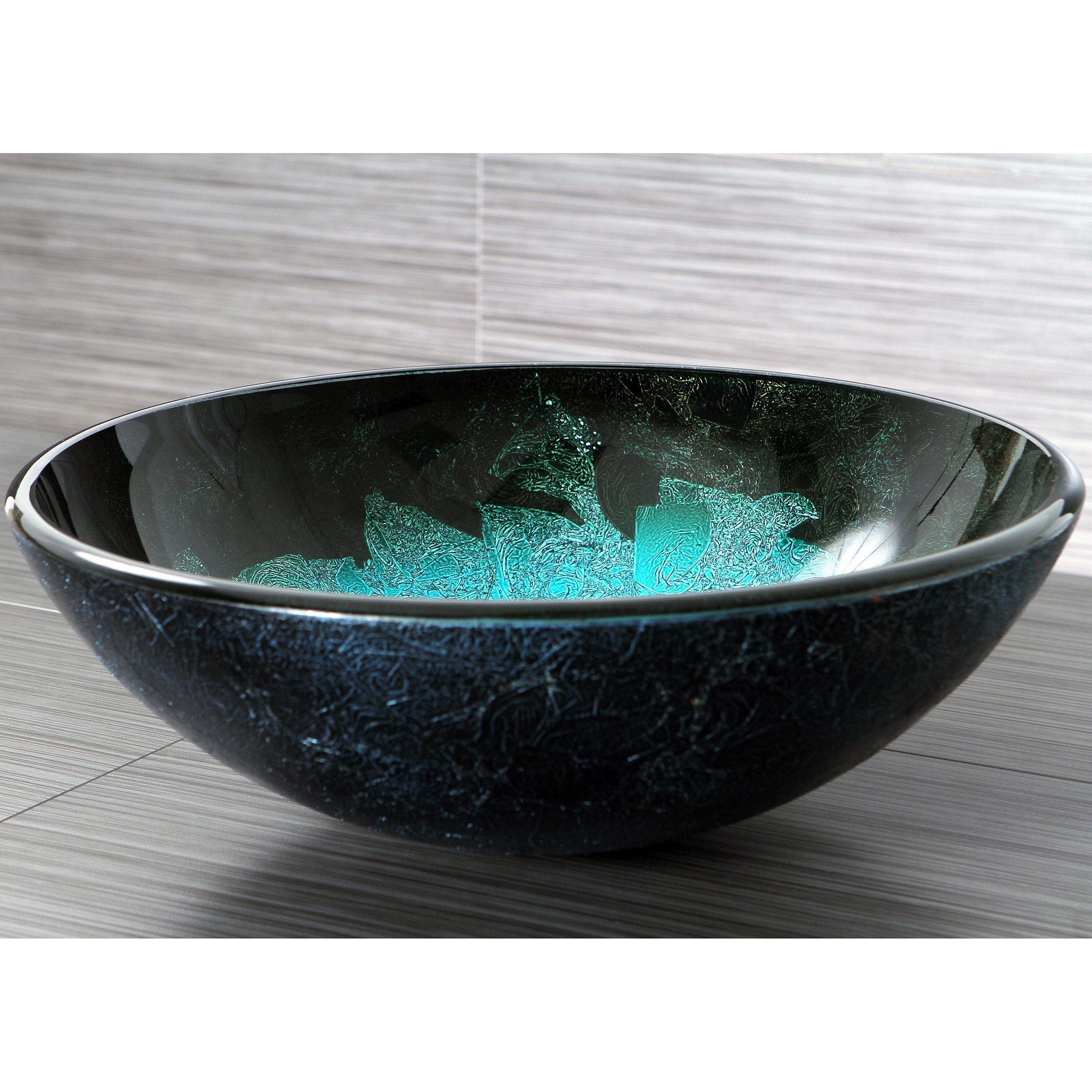Turquoise And Black Glass Vessel Bathroom Sink