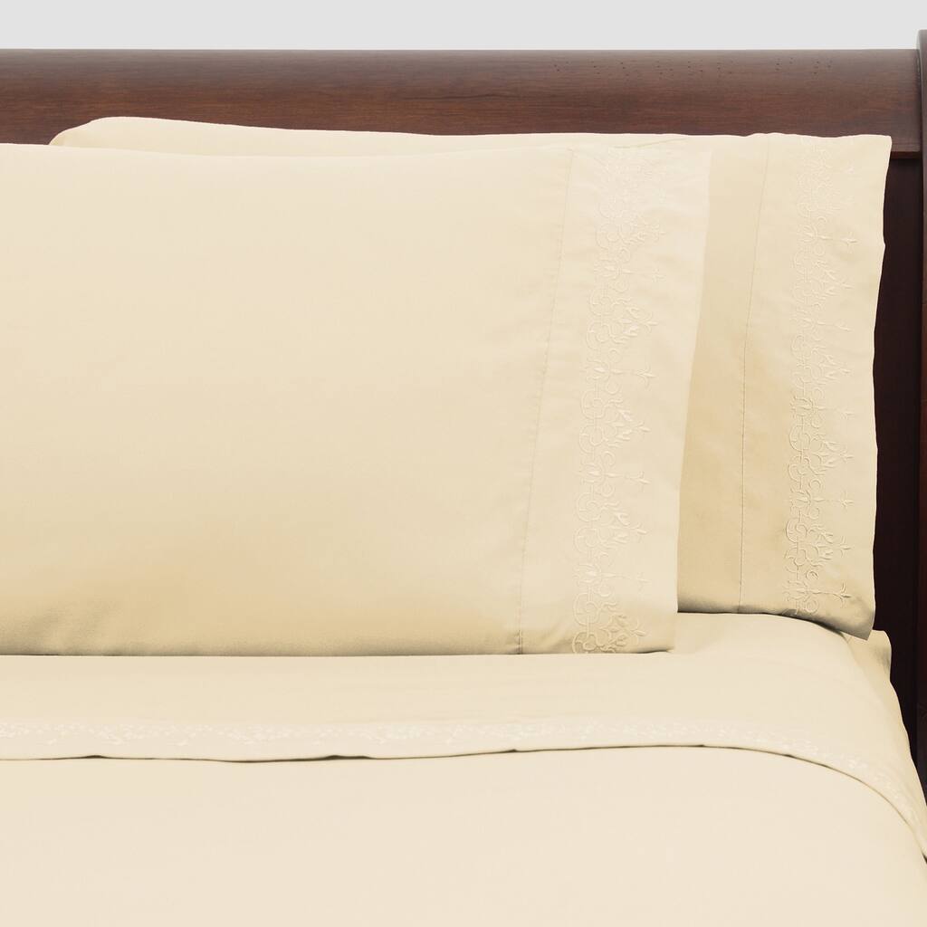Presidential Suite Beige Embroidered Sheet Set