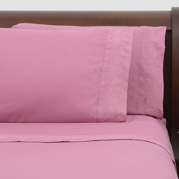 Shop Presidential Suite Pink Embroidered Sheet Set Free Shipping On