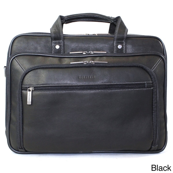 Heritage Travelware Full Grain Colombian Leather TSA Checkpoint Friendly EZ-Scan 15.6-inch Laptop Briefcase