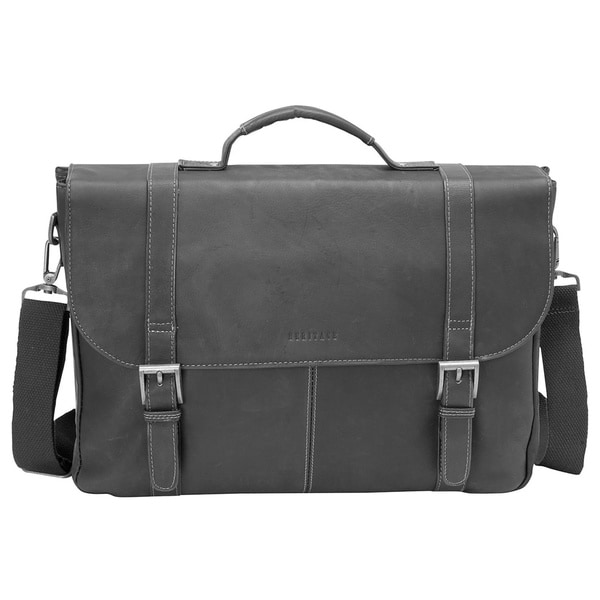Heritage Colombian Leather 16-inch Dual Compartment Flapover Laptop Briefcase