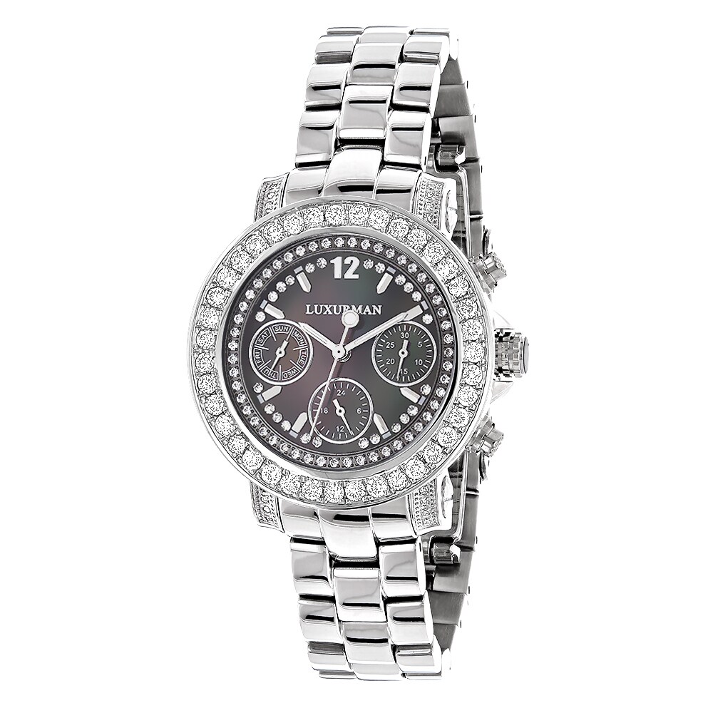 women's watch with black metal band