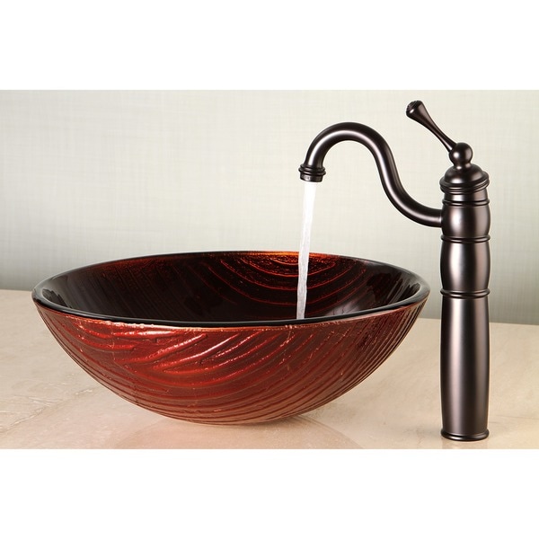 Dark Red Glass Vessel Bathroom Sink   16356846   Shopping