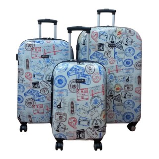 World Traveler Butterfly 4-piece Hardside Spinner Luggage Set with TSA ...