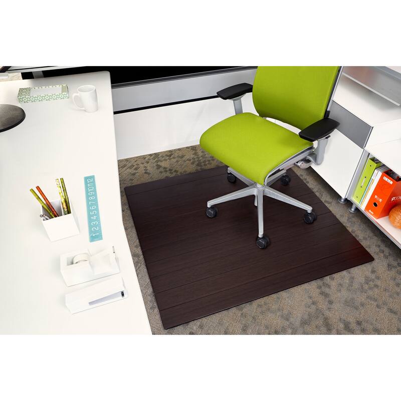 Jani Eco Bamboo Deluxe Rectangular Chair Mat - 3.5' x 4' Feet, Heavy Duty,Eco-Friendly Chair Mat