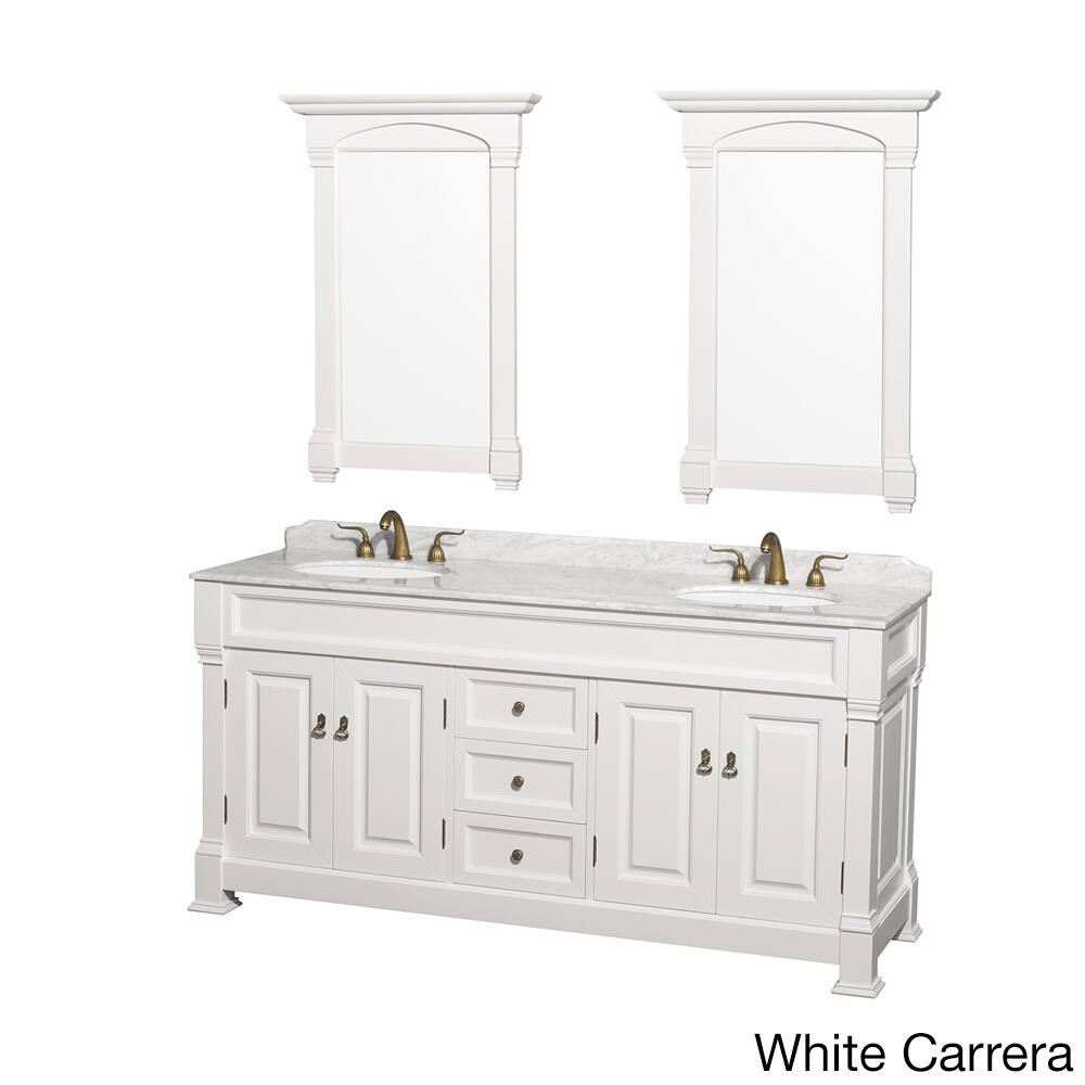 Wyndham Andover 72-inch White Double-sink Bathroom Vanity and Mirror Set