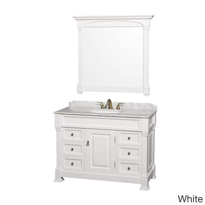 Wyndham Collection Andover Single 48-inch White Bathroom Vanity and Mirror