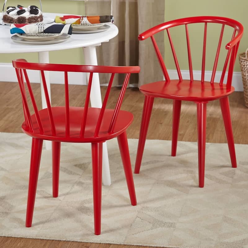 Simple Living Florence Modern Farmhouse Rubberwood Dining Chairs (Set of 2) - Red