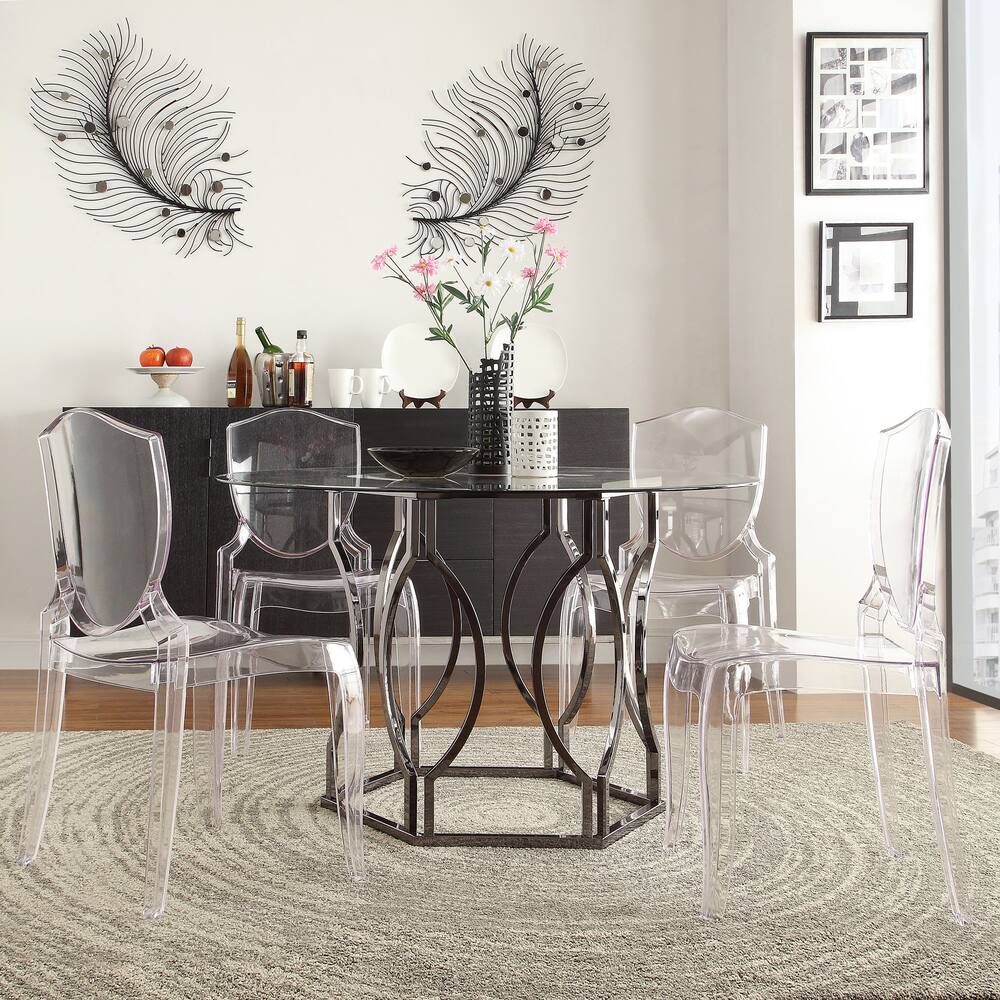 Concord Black Nickel Plated Round Glass Dining Table by iNSPIRE Q Bold