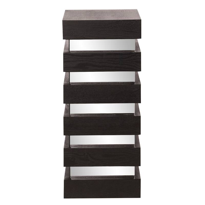 Allan Andrews Black Pedestal Table with Wood & Mirrored Panels