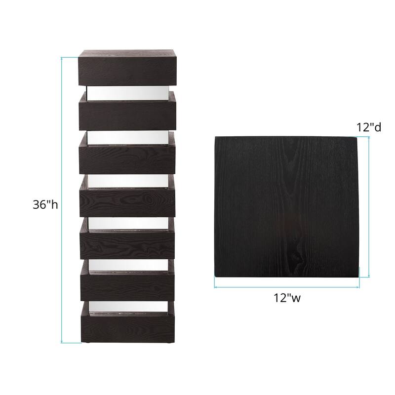 Allan Andrews Stepped Espresso Wood Veneer Accent Pedestal with Mirror