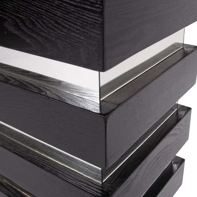 Allan Andrews Stepped Espresso Wood Veneer Accent Pedestal with Mirror
