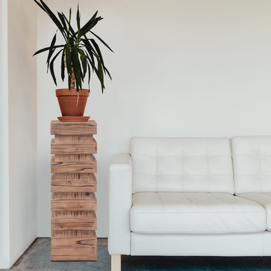 37-inch Stepped Natural Wood Pedestal