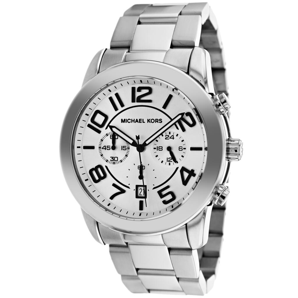 Michael Kors Men's MK8290 Silvertone Stainless Steel Analog Quartz Watch with Silvertone Dial
