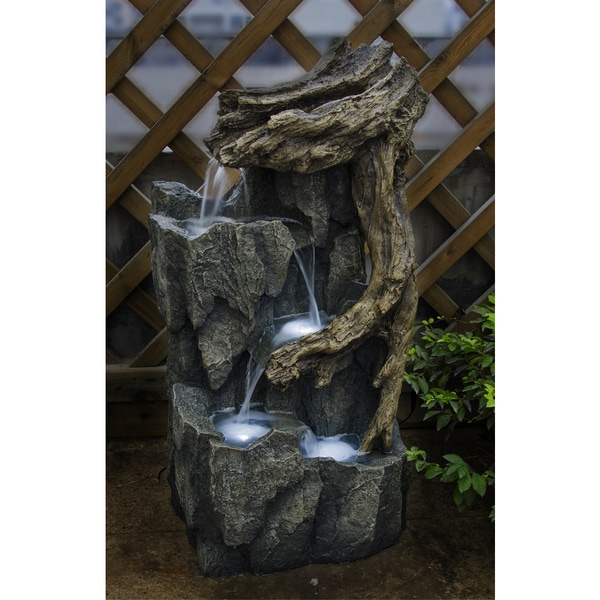 Tree Trunk and Rocks Fountain with LED Light   16357929  