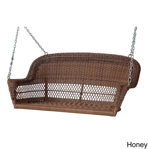 slide 5 of 5, Resin Wicker Porch Swing Beige