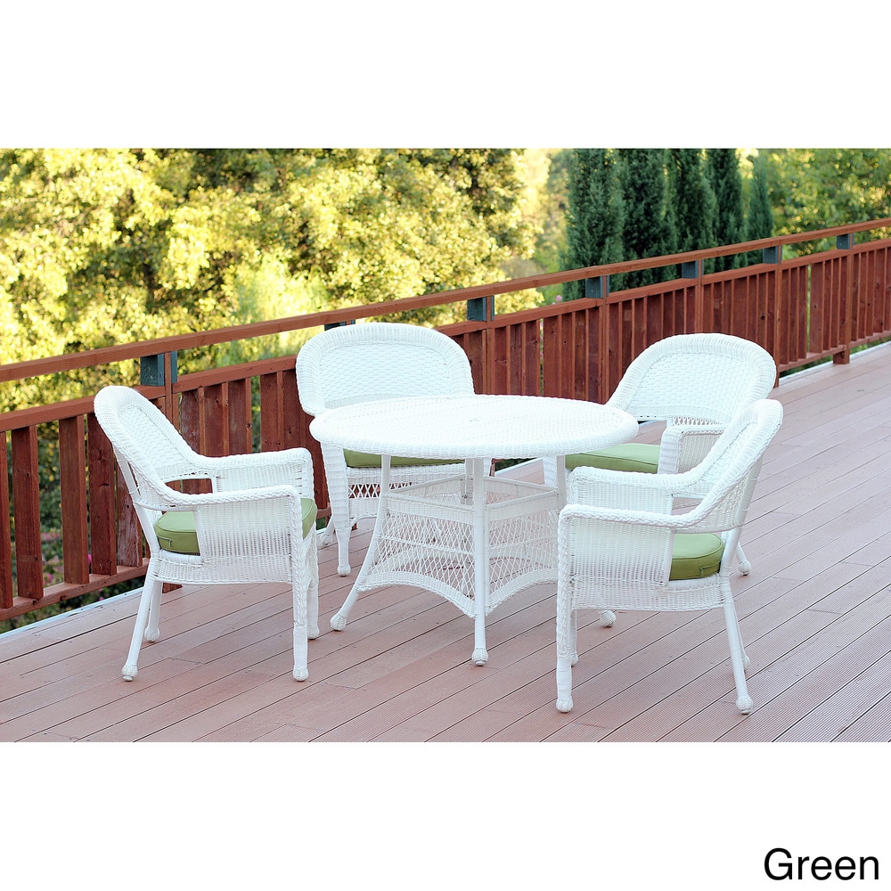 5 piece white wicker patio set