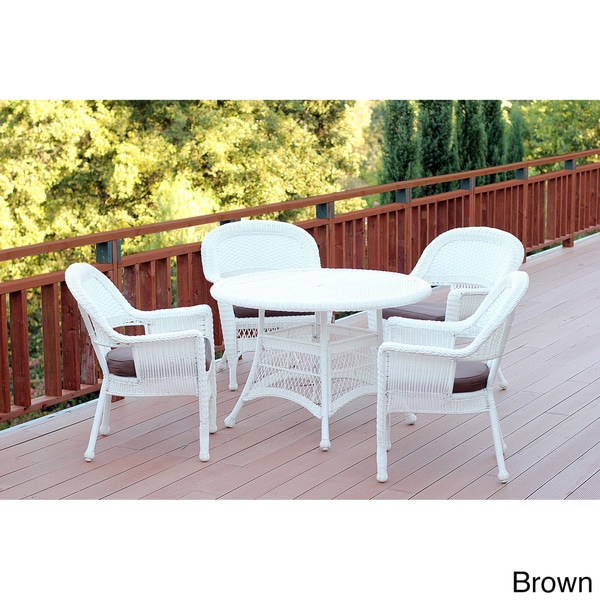 5 piece white wicker deals patio set