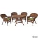 preview thumbnail 1 of 5, Honey Wicker 5-piece Cushioned Outdoor Dining Set Green