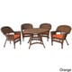 preview thumbnail 5 of 5, Honey Wicker 5-piece Cushioned Outdoor Dining Set Orange