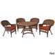 preview thumbnail 7 of 5, Honey Wicker 5-piece Cushioned Outdoor Dining Set Red