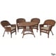preview thumbnail 2 of 5, Honey Wicker 5-piece Cushioned Outdoor Dining Set Tan