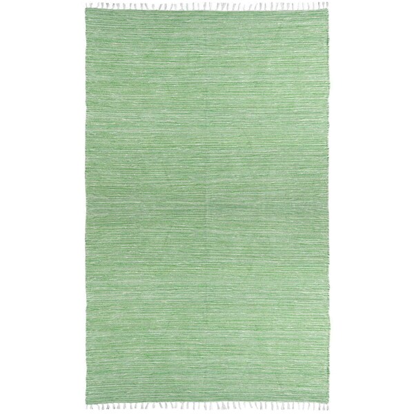 Green Reversible Chenille Flat Weave Area Rug (10 x 14)  