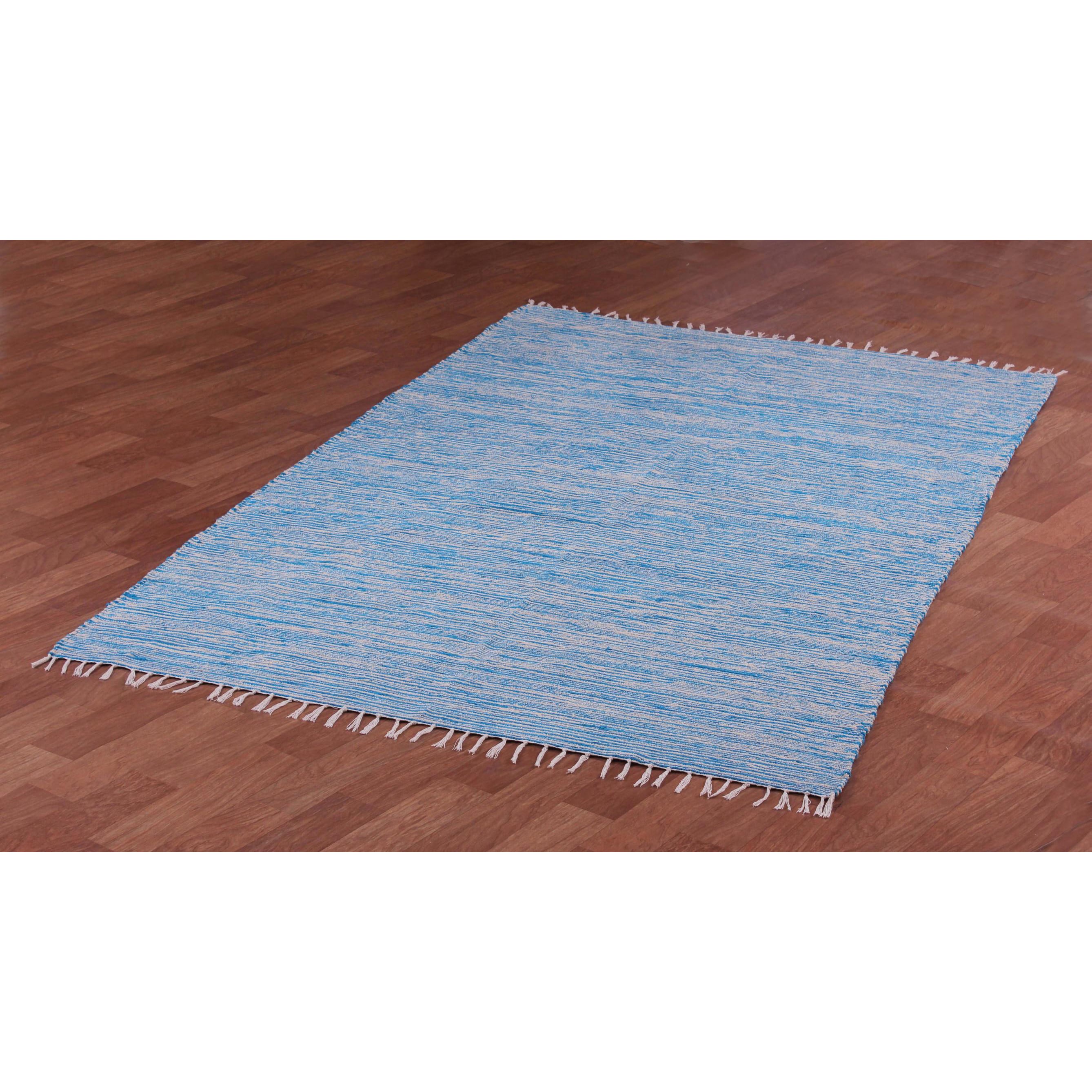 Aqua Reversible Chenille Flat Weave Area Rug (10 X 14)