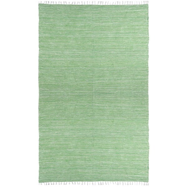 Green Reversible Chenille Flat Weave Area Rug (9' x 12')