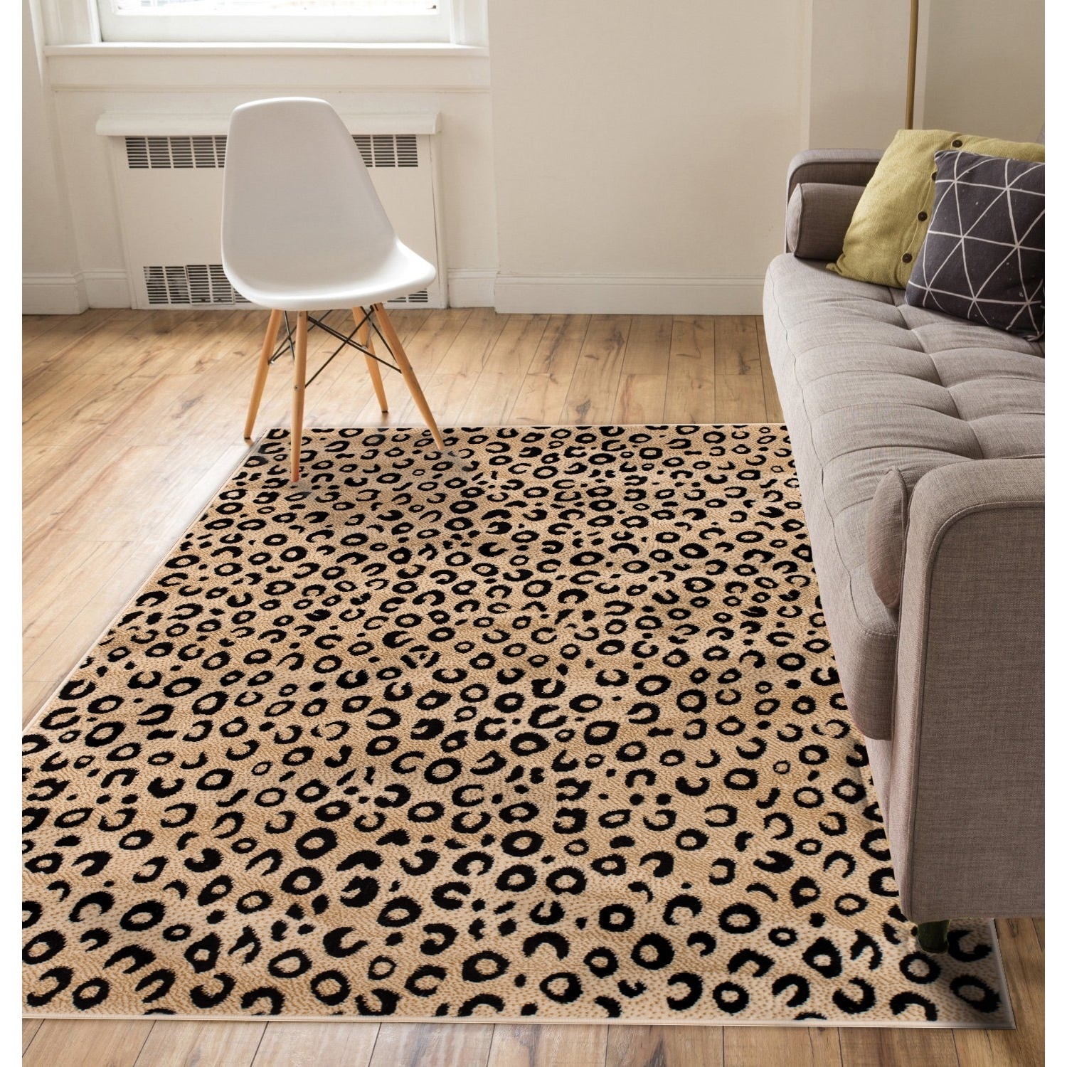 Leopard Animal Prints Black Well woven Rug (33 X 53)