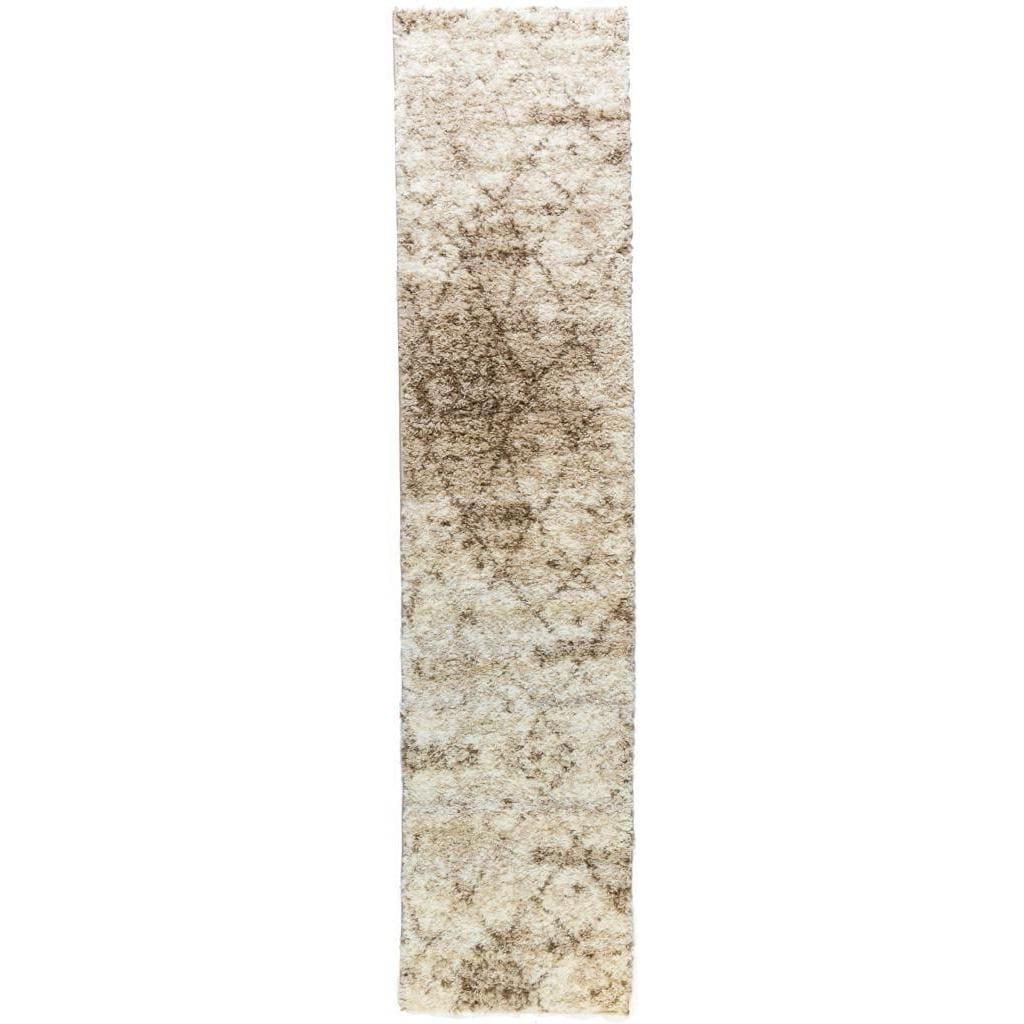 Moroccan Lattice Shag Vanilla Runner Well woven Area Rug (2 X 72)